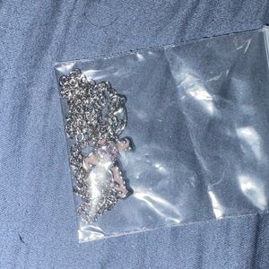 Silver Necklace with Pink Pendant